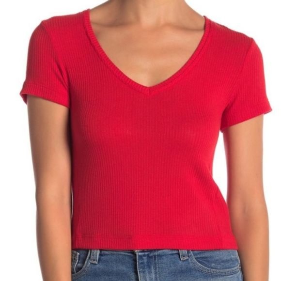 Project Social T Tops - NWT Project Social T Red Ribbed Baby Tee S